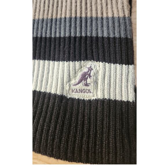 Kangol Black Striped Ribbed Long Warm Winter Scarf Mens - Picture 3 of 4